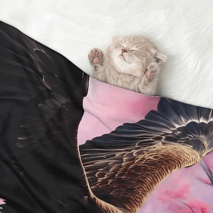 Waterproof Dog Blanket Soft Pet Blanket for Puppy Cat, Fleece Cat Throw Blankets for Furniture Bed Couch Sofa Reversible - Flower Bald Eagle