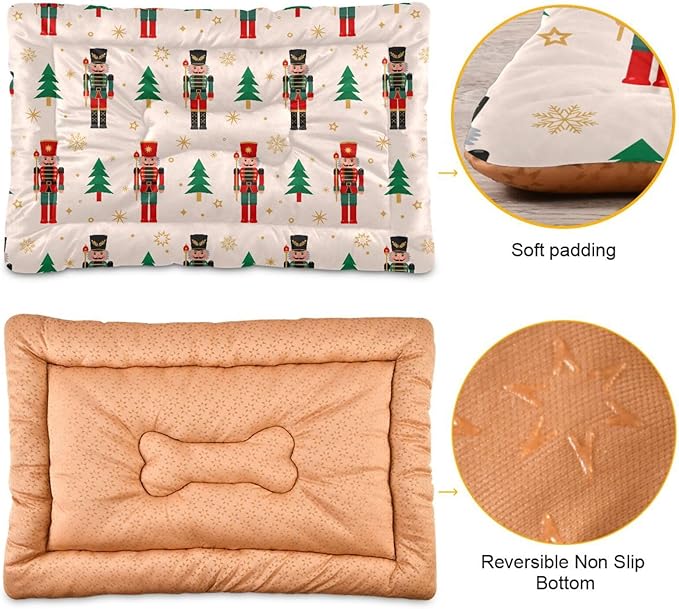 Christmas Nutcracker Pet Bed Cute Dog Bed Mat Absorbing Non Slip Pad Pet Sleeping Mat for Small, Medium, and Large Dogs Puppy Cat 24 in x 18 in