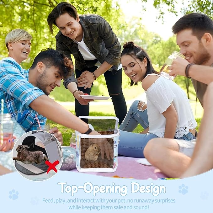Guinea Pig Carrier with Water Feeder, Small Animal Hamster Carry Pouch with Ventilated Design and Clear Window, Chinchilla Travel Carrier for Bird Parrot Guinea Pigs Pet Transportation
