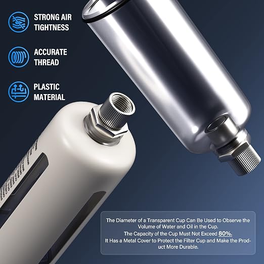 TAILONZ PNEUMATIC 1/2 Inch NPT White Air Filter Pressure Regulator Combo