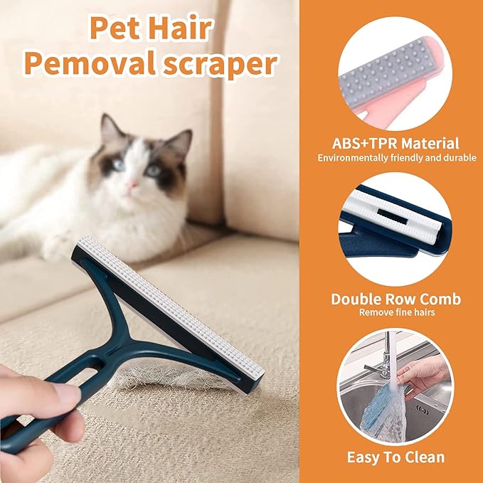 GoTravel2 Pet Hair Remover - Special Dog Hair Remover Multi Fabric Edge and Carpet Scraper - Pet Hair Remover for Couch, Furniture Carpet, Car, Clothes & Bedding(3 PCS)