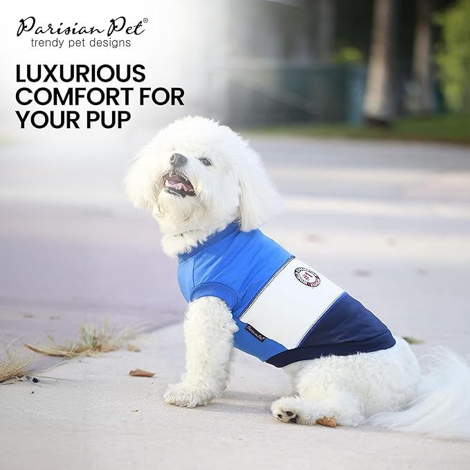Parisian Pet Embroidered 'Worlds Champion' Dog Shirt - Lightweight Sleeveless Color Block Tee - Machine Washable for Small Dogs - XS