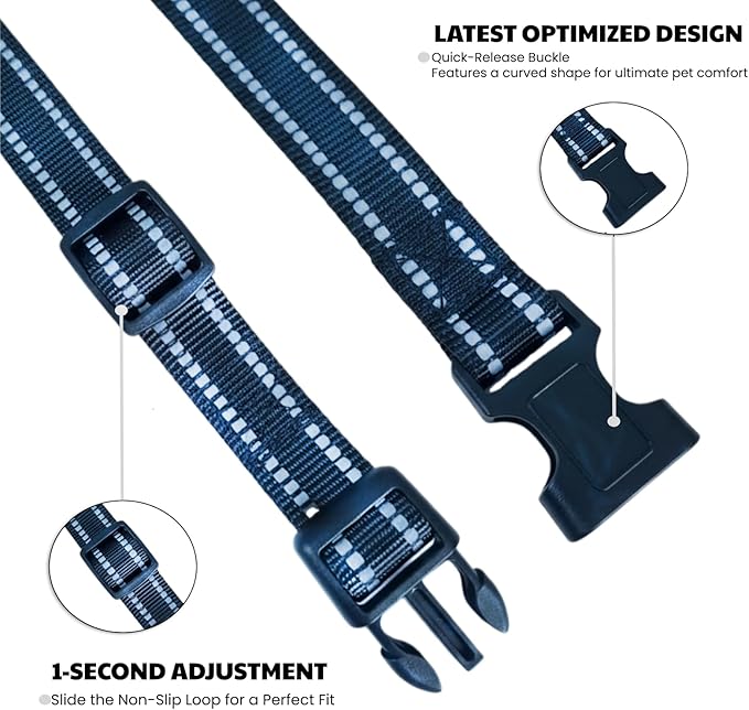 Dog Training Collar Replacement and Shock Collar Strap - 3/4 Inch Wide Adjustable Nylon Band with Reflective Replacement Strap for E Collar and Bark Collar (Black)