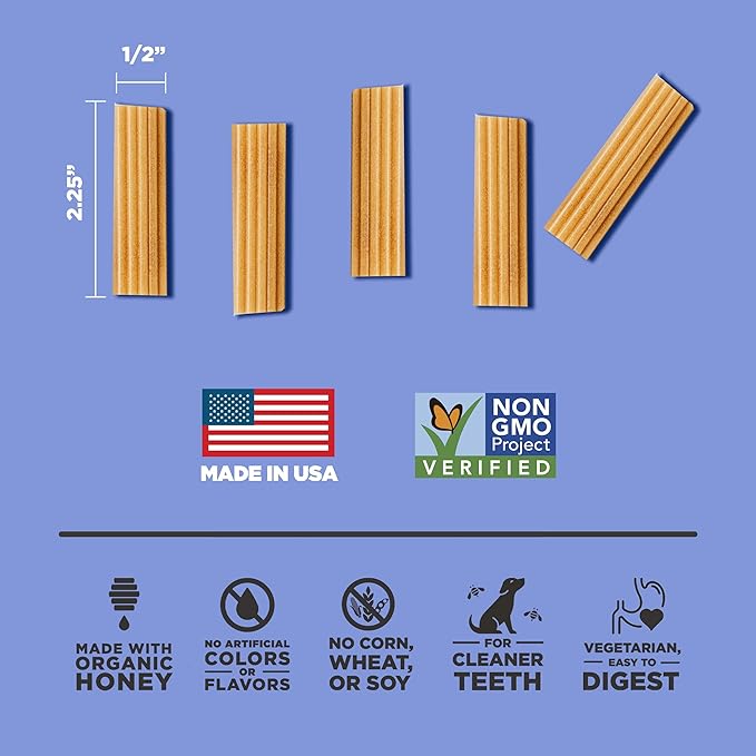 Project Hive Dental Chew Sticks for Dogs 7 oz Small (S/M) Textured Dental Treats, Fit Hive Toys Vegetarian, Made with Ground Peanuts & Honey, No Grain or Soy, Cleans Teeth & Freshens Breath