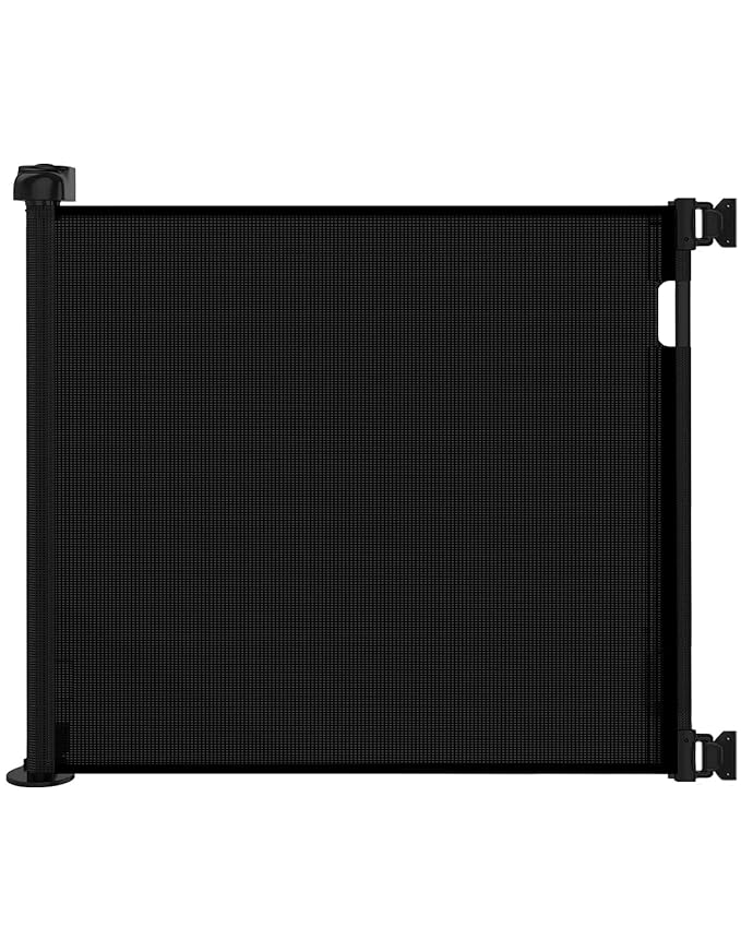 Retractable Baby Gate for Doorways and Stairs, Mesh Safety Gate for Pet, Indoor & Outdoor Use, One-Hand Operation, Easy Installation, 33.6" Tall, Expands to 71" Wide（Black,33.6"x71"）