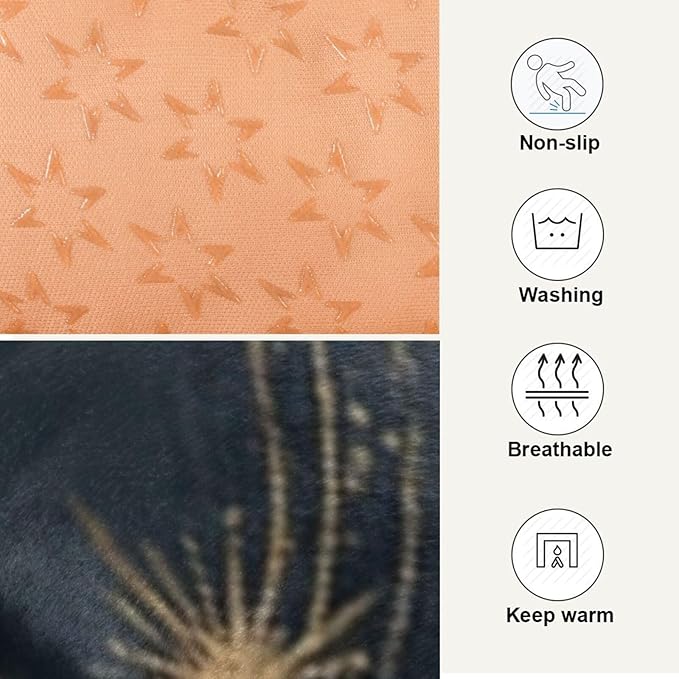 Moon Stars Dog Bed Mat Gold Black Starry Pet Kennel Beds Washable Cat Beds Crate Pad Pets Sleeping Mattress for Large Medium Small Dogs 36x24 Inch