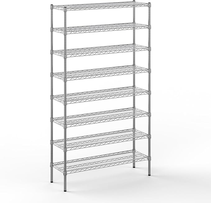 14" Deep x 42" Wide x 74" Height Wire Shelving Kit | 8-Tier | NSF Commercial Storage Rack Unit