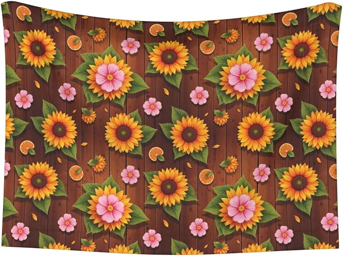 Double Sided Pet Bed Blanket for Added Cushion Warmth, Western Wood Rustic Sunflowers, Reversible Cover with Textured Dot Surface for Existing Beds Standalone Mat