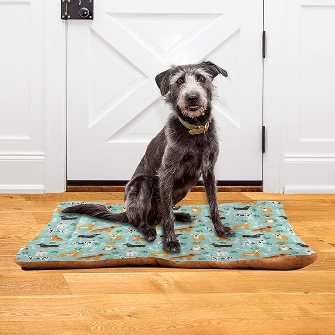 Pet Bed Cute Dogs Bones Paws Dog Bed Mat Absorbing Non Slip Pad Pet Sleeping Mat for Small, Medium, and Large Dogs Puppy Cat 36 in x 24 in