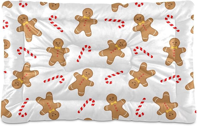 Christmas Cookie Gingerbread Man Pet Bed Cute Dog Bed Mat Absorbing Non Slip Pad Pet Sleeping Mat for Small, Medium, and Large Dogs Puppy Cat 24 in x 18 in