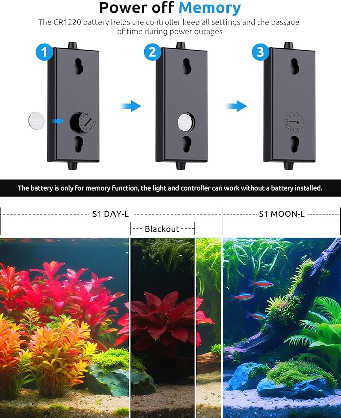 SEAOURA Aquarium Light with Temp Alarm, 36-42in Full Spectrum LED Lights, 24/7 Programmable with Power Off Memory, WRGB Custom, 20 Level Dimmable Brightness for Freshwater Fish Tanks