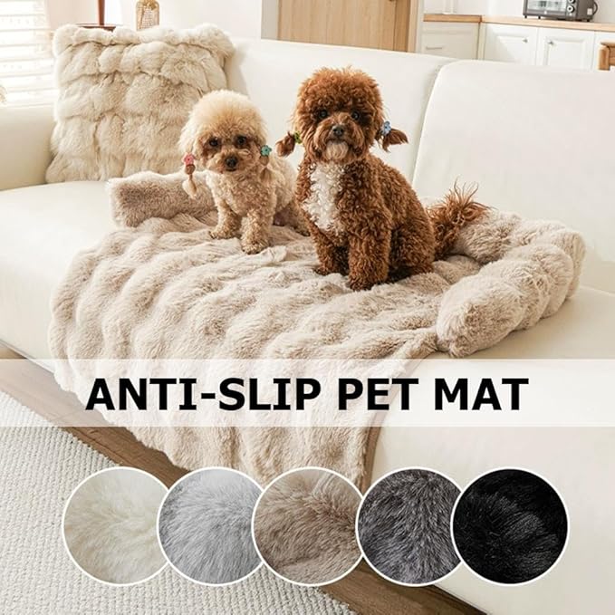 Waterproof Throw Blanket For Dogs & Indoor Cats,Dog Pad Washable Removable Couch Cover,Plush Long Fur Mat with Non Slip Silicone Base,Furniture Protector Gift for New Pet Parents,29.5"x29.5" (coffee)