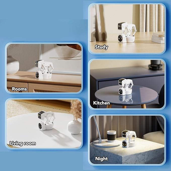 Denash Pet Camera Indoor,1080P Pet Smart Security Cameras,5G WiFi Dog Robot Camera with 360 Rotating Security Cameras Support AI Detection