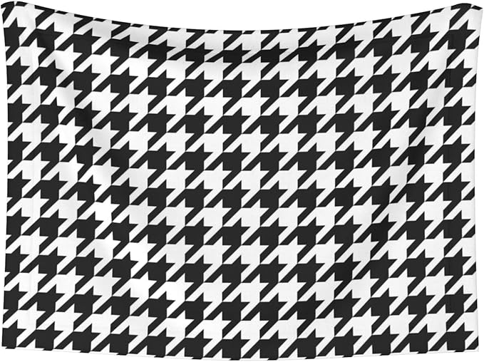 Reversible Plush Throw for Dogs and Cats, Black and White Houndstooth, Double Sided Blanket with Nubby Dot Side and Sleek Side Ideal for Cuddling Nesting Security