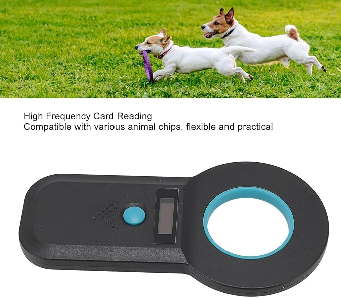 Acouto Pet Chip Scanner for Dogs and Cats - USB Microchip Reader with 15 Digits Recognition and 128 Data Storage, Compact & Portable Device (Black)