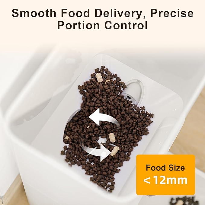 Automatic Pet Feeder, White 6L Cat Food Dispenser, Supports 5G & 2.4G, with 1080P HD Night Vision 142° Camera, APP Remote Control, Customizable Portion Sizes, Low Food & Motion Alerts