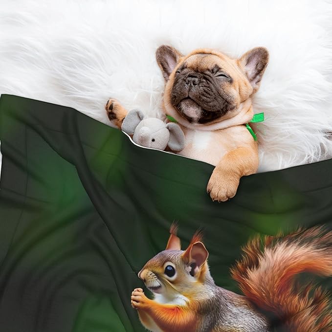 Waterproof Dog Blanket Soft Pet Blanket for Puppy Cat, Fleece Cat Throw Blankets for Furniture Bed Couch Sofa Reversible - Squirrels Eating Peanuts On The Tree