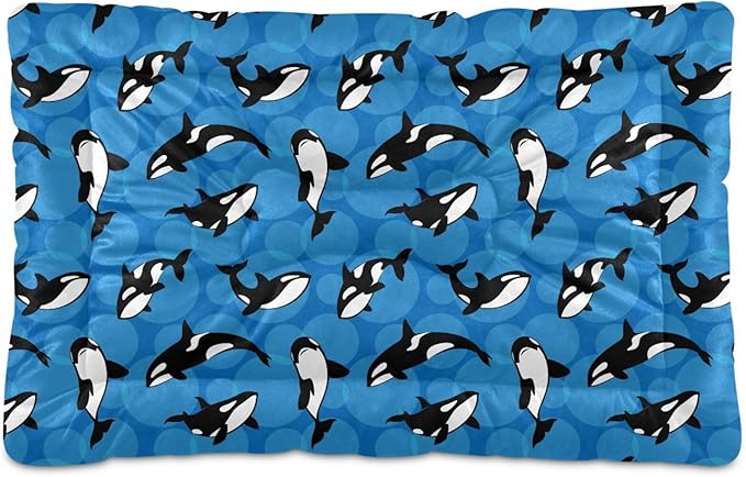 Orca Killer Whale Pet Bed Cute Dog Bed Mat Absorbing Non Slip Pad Pet Sleeping Mat for Small, Medium, and Large Dogs Puppy Cat 24 in x 18 in