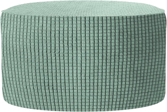uxcell Ottomen Cover Round, Jacquard Ottomen Slipcover with Elastic Bottom Fit 76cm-104cm /29.9"-40.9" Diameter, Stretchable Footrest Stool Covers for Furniture Protector, Gray Green