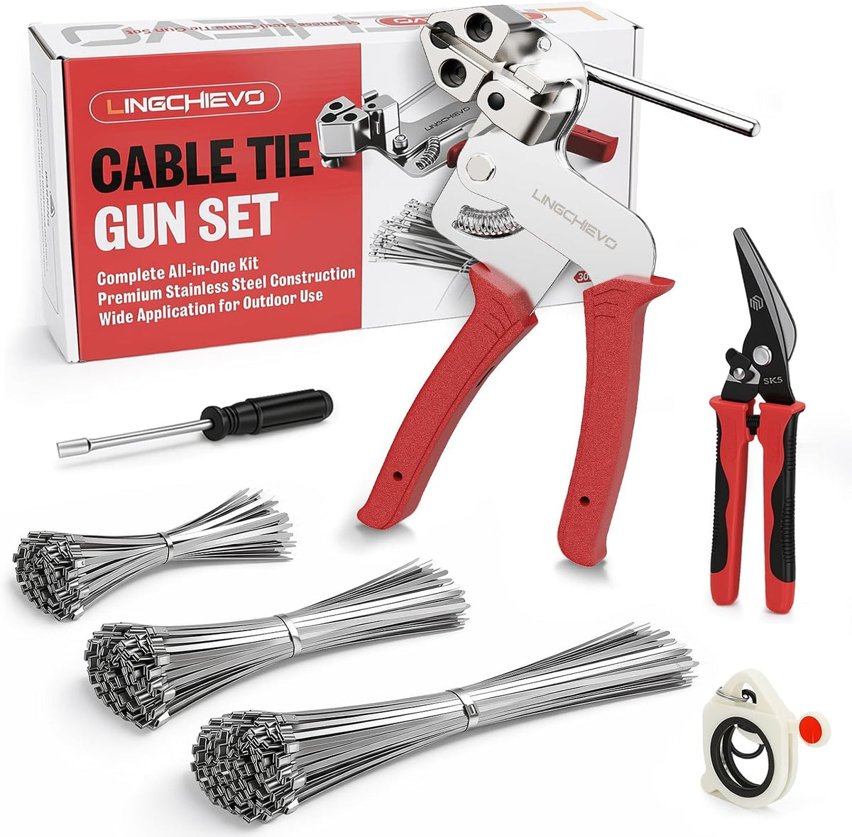 300-Piece Metal Zip Ties Tool kit with Stainless Steel Zip Ties