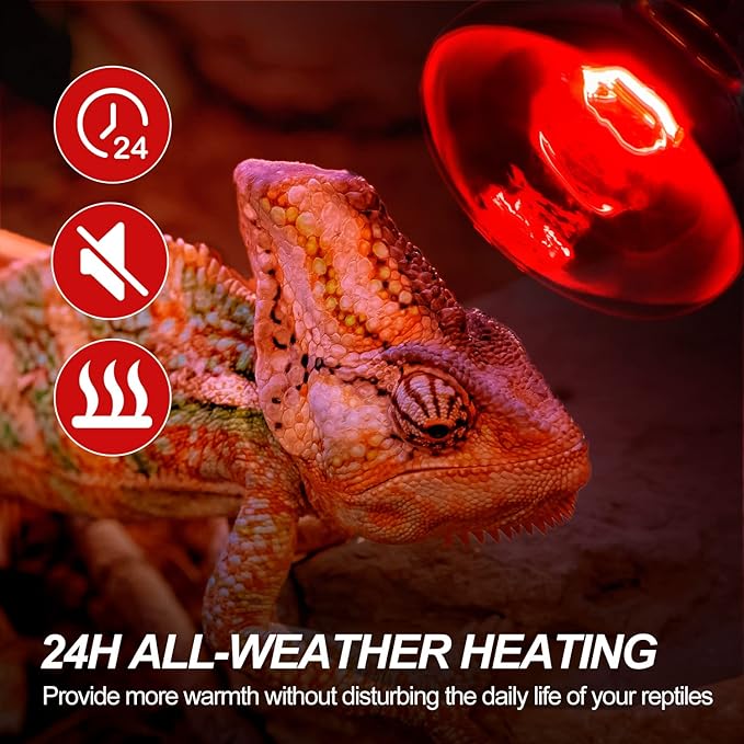 WACOOL 2Pack 100W Reptile Heat Lamp Day & Night Kit, Nature Simulated Basking Daylight & Nightlight Heat Lamp Bulbs for Reptiles & Amphibians, UVA Heat Lamp for Bearded Dragon Gecko Turtle Lizard
