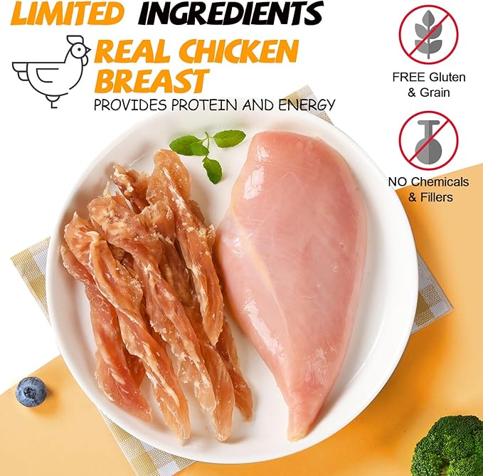 ASMPET Dog Chicken Jerky Treats, Made with 100% Real Chicken Breast, High Protein & Grain Free