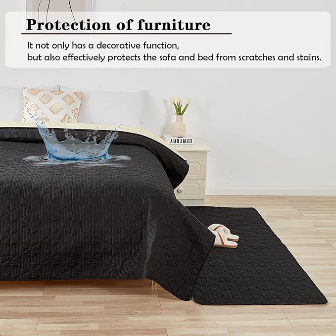 Waterproof Dog Bed Cover Pet Blanket, Soft Pet Couch Covers for Sofa Washable, Bed Couch Sofa Furniture Protector for Puppy Cat Kids (Black,210 * 305 CM)