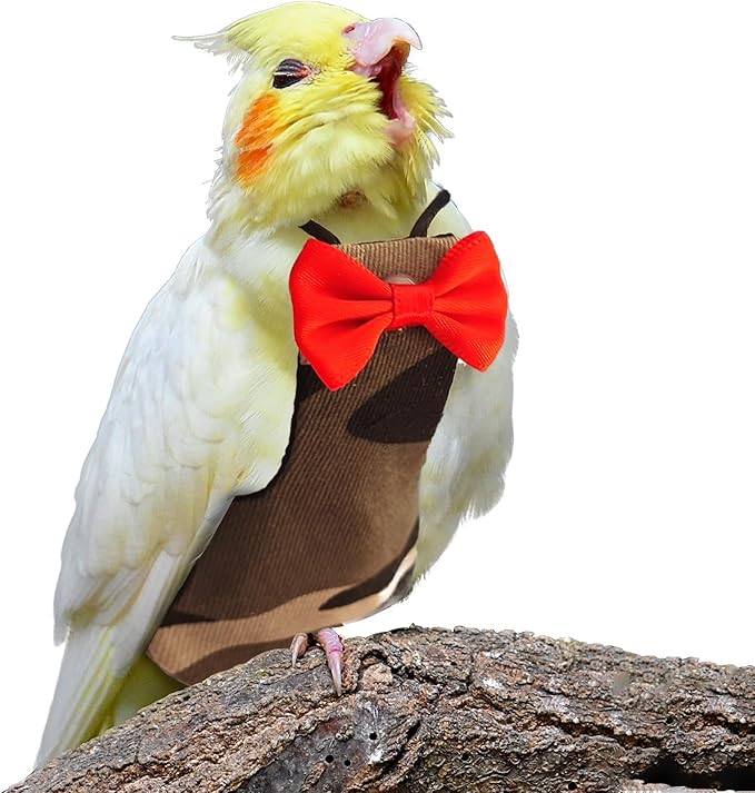Bird Diaper Washable Reusable Parrot Flight Suit Nappies Protective Breathable Parrot Nappy Clothes for Parakeet, Macaw, Budgie, Canary, Cockatiel (Camouflage, XXL)