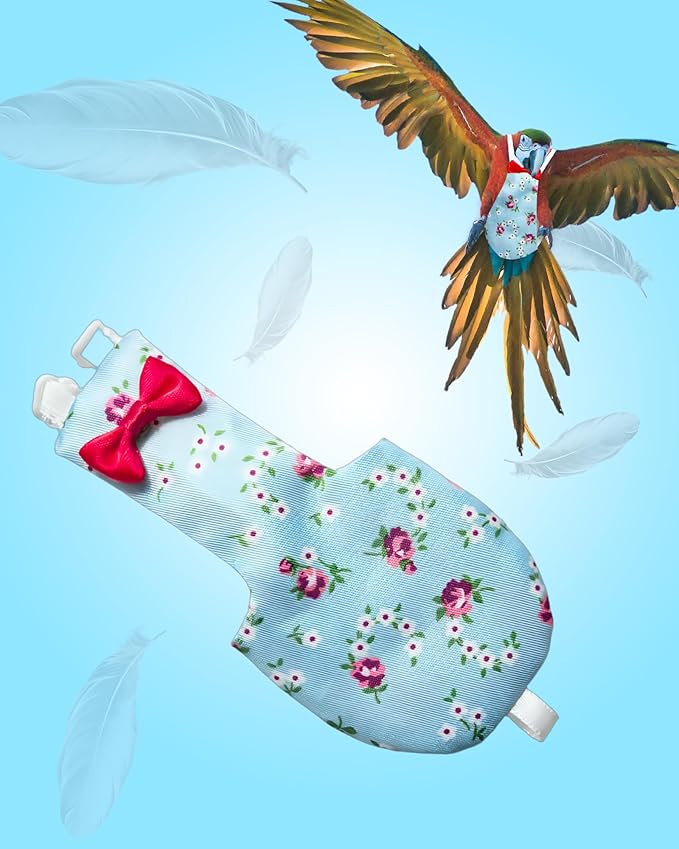 UKJENT Bird Diaper Protective Parrot Nappy - 2 Pack, Reusable Flight Suit with Waterproof Inner Layer, Washable Cute Urine Wet Suit for Parakeet Cockatiel Mini Macaw Budgie Canary(M)