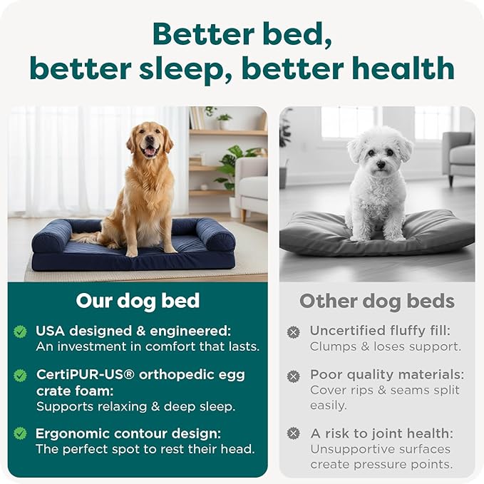 Furhaven Orthopedic Dog Bed for Large/Medium Dogs w/ Removable Bolsters & Washable Cover, For Dogs Up to 55 lbs - Quilted Sofa - Coffee, Large, (Quilted) Coffee