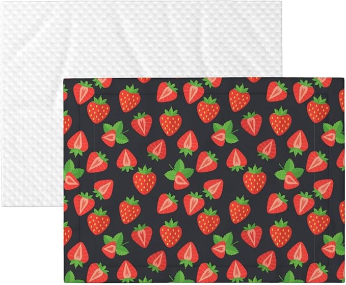 Reversible Dog Blanket for Beds Couches, Cute Red Strawberry Pattern Black, Double Sided Cat Blanket with Textured Dot Feel and Smooth Feel for Seasonal Comfort All Year