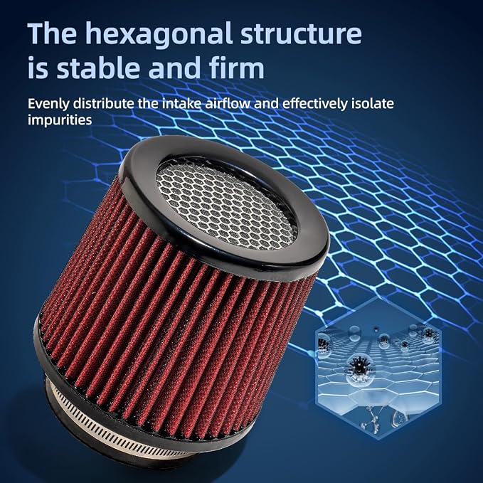 3" 3.5" 4" Inlet Car Replacement Cold Air Intake Filter 76mm 89mm 102mm 3 Sizes
