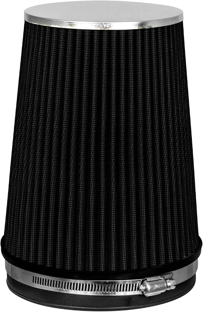 BLACK 6" 152 mm Inlet Truck Air Cone Replacement Performance Washable Clamp-On