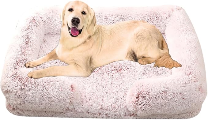 Dog Beds Large Sized dog Orthopedic, Sofa Dog Bed with Waterproof Lining and Nonskid Bottom, Rectangle Washable Dog Bed for Medium Small Dogs and Cats Comfortable ( Color : Pink , Size : 51 x 35" )