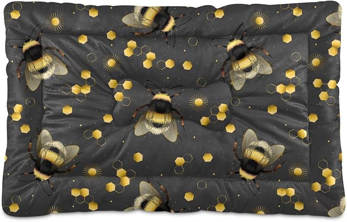Yellow Bee Gold Pet Bed Cute Dog Bed Mat Absorbing Non Slip Pad Pet Sleeping Mat for Small, Medium, and Large Dogs Puppy Cat 24 in x 18 in