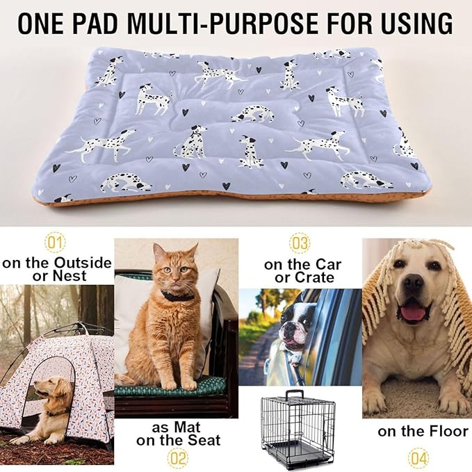 Funny Cartoon Dalmatian Dogs Pet Bed Cute Dog Bed Mat Absorbing Non Slip Pad Pet Sleeping Mat for Small, Medium, and Large Dogs Puppy Cat 24 in x 18 in