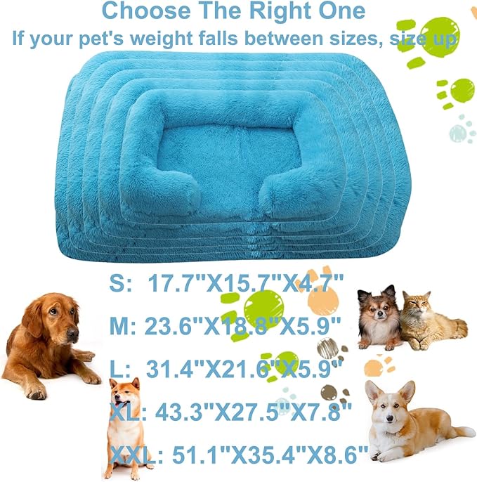 Dog Beds Large Sized dog Orthopedic, Sofa Dog Bed with Waterproof Lining and Nonskid Bottom, Rectangle Washable Dog Bed for Medium Small Dogs and Cats Comfortable ( Color : Blue , Size : 17 x 15" )