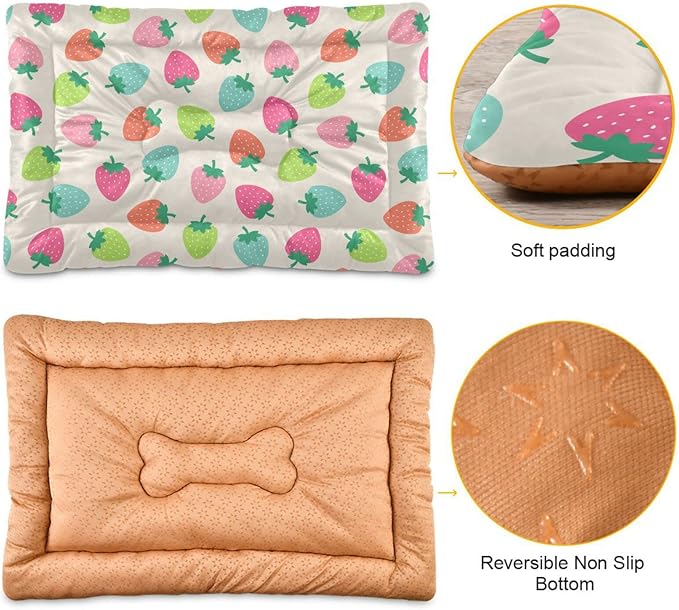 Pet Bed Strawberry Fruits Dog Bed Mat Absorbing Non Slip Pad Pet Sleeping Mat for Small, Medium, and Large Dogs Puppy Cat 36 in x 24 in