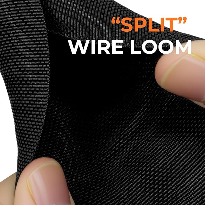 1/2 inch Split Braided Cable Management Sleeve for USB Cable Power Cord Audio Video Cable, Wire Loom Cord Protector from Cat Dog Chewing (Black, 25FT)