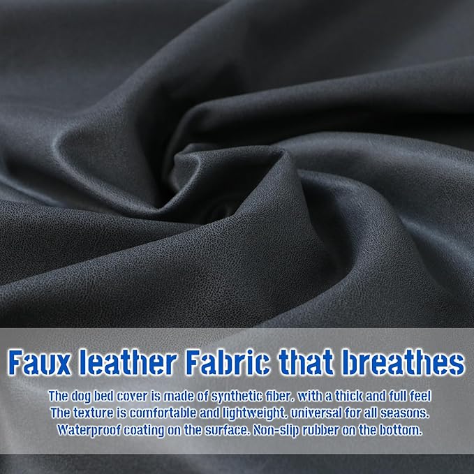 Dog Bed Cover, Comfortable and Quiet Dog Bed Covers for Pet Mat Bed,Washable Removable Cover，Faux Leather Pet Nest, 44" L x 32" W x 4" H，Cover Only