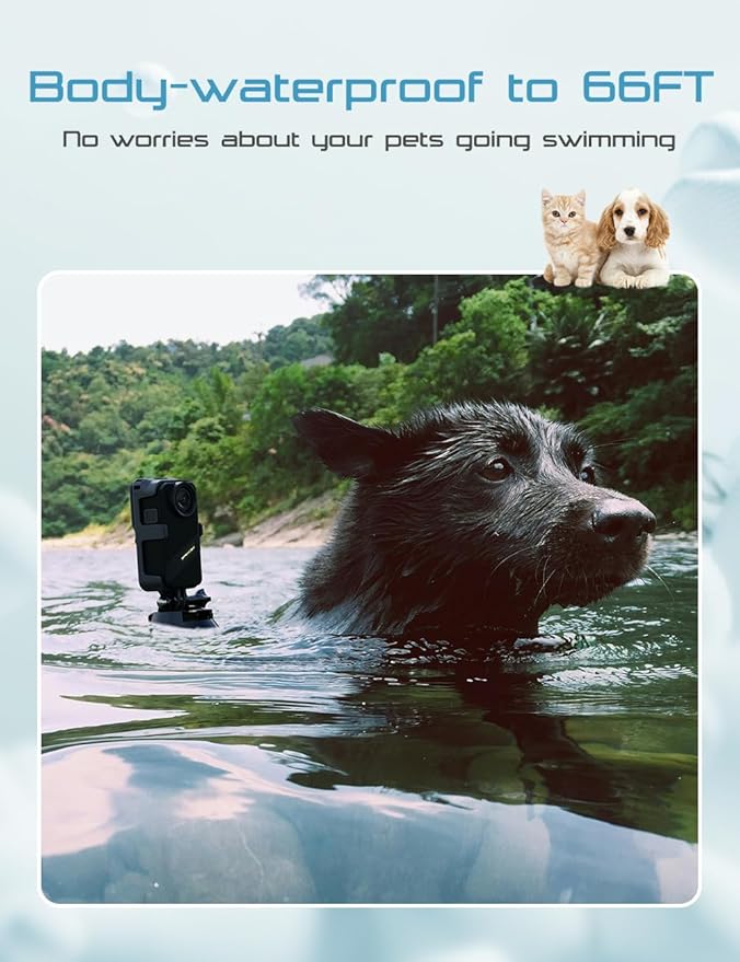 Dog Collar Camera with 64GB SD Card, 4K Cat Collar Cameras with Touch Screen, Dog Collar with Camera for Video Records, Pet Cameras Collar for Remote Monitoring Indoor Outdoor Dog Birthday Gift