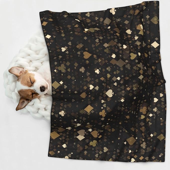 Casino Print Soft Plush Pet Blanket, Washable Dog Blanket, Cat Fleece Throw, Puppy Bed Crate Mat & Sofa Couch Protector - Medium