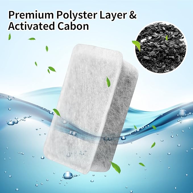 Pet Fountain Charcoal Water Filter Replacement, Dog Cat Water Bowl Filter Pet Water Filter Fit for Gravity Waterer Bowls Pack of 8