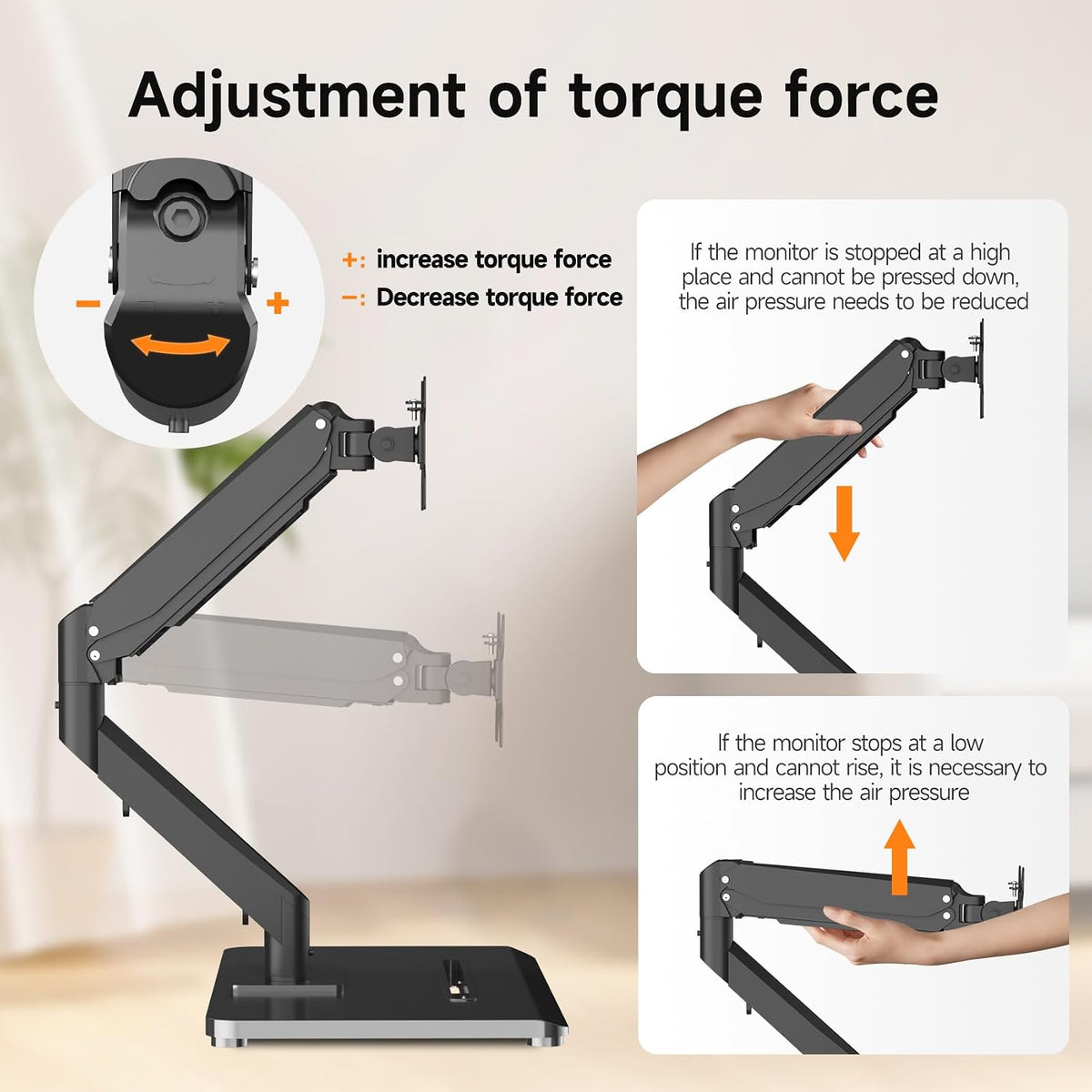 Pholiten Adjustable Dual Monitor Arms with Base for 17-32" Screens