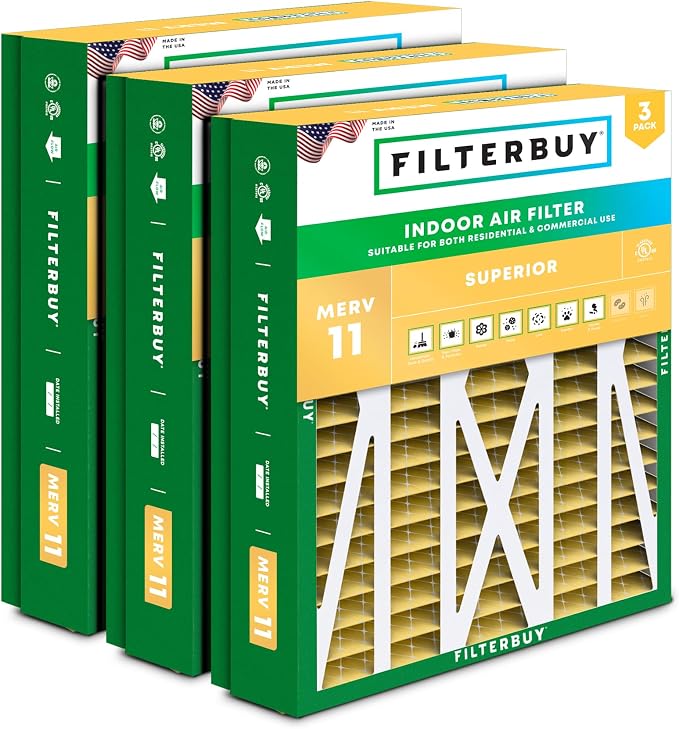 Filterbuy 24.5x27x5 Air Filter MERV 11 Superior Pet & Allergy Defense, Pleated