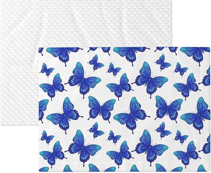 Double Sided Plush Pet Blanket with Cozy Dot Texture and Smooth Reverse, Butterflies Blue Purple, Reversible Throw for Dogs Cats on Couches Beds Crates