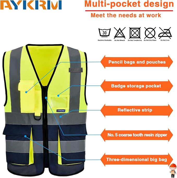 A-SAFETY High Visibility Reflective Safety Vest Customize Logo (XS-8XL)