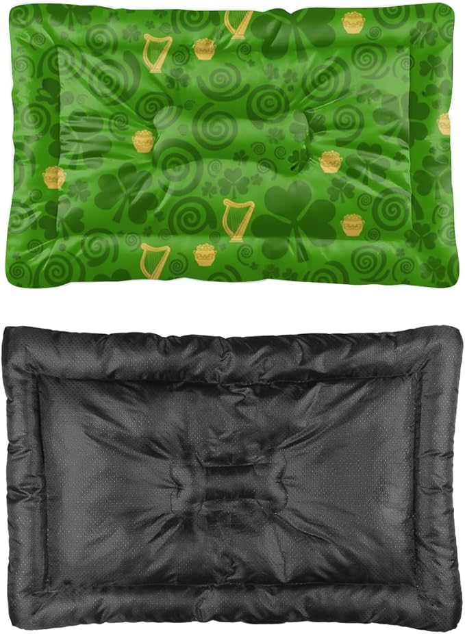 Ultra Soft Dog Pads with Anti-Slip Bottom, St Patricks Day Leaves Inside Dog House Pad Outdoor Cat Bed Breathable Matt for Indoor& Outdoor Sofa Cars, Machine Washable 24 X 36 Inch
