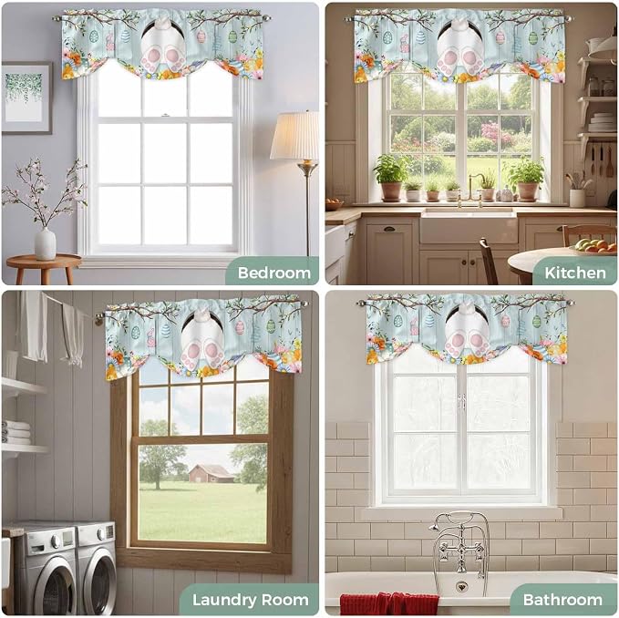 Easter Bunny Tie Up Valance Curtains