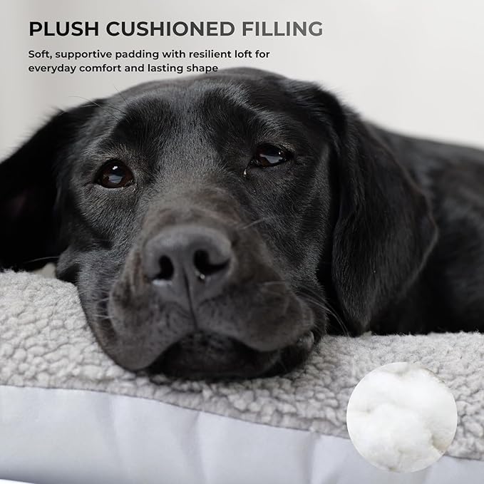 Washable Dog Bed for Medium Dogs, Reversible Plush & Oxford Medium Dog Bed for Crate, 3" Thick Cushion Kennel Mat, Machine Washable Non‑Slip Dog Bed, Fits 36 Inch Crates, Grey